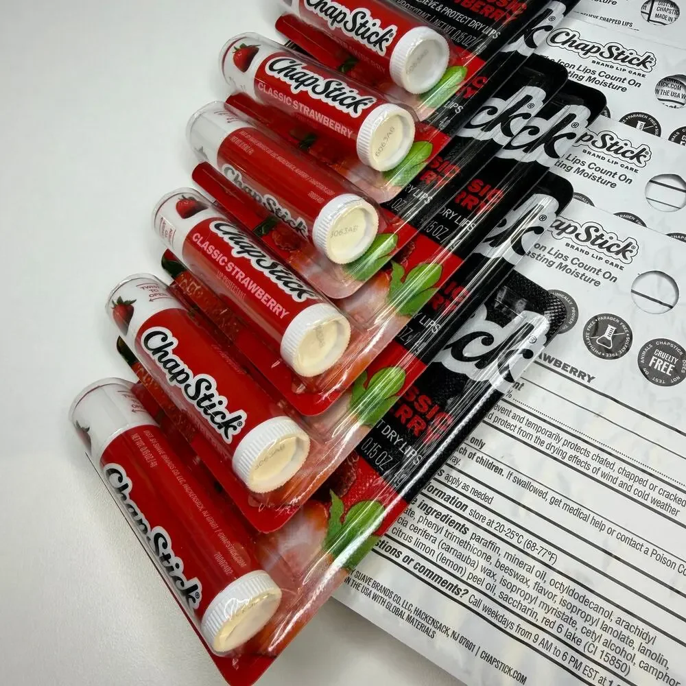 SET OF 12 — ChapStick Classic Strawberry Lip Balm & Skin Protectant Tube, 0.15oz